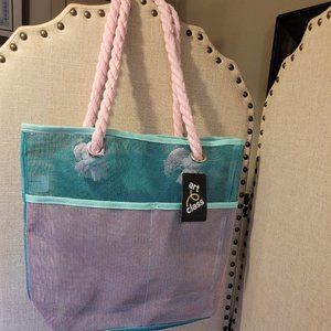 NWT Teal & Pink Mesh Tote